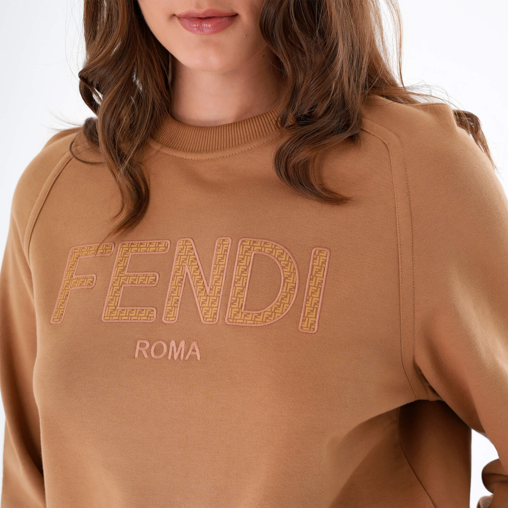 Fendi - Dark Beige Long Sleveless Logo Sweatshirt S